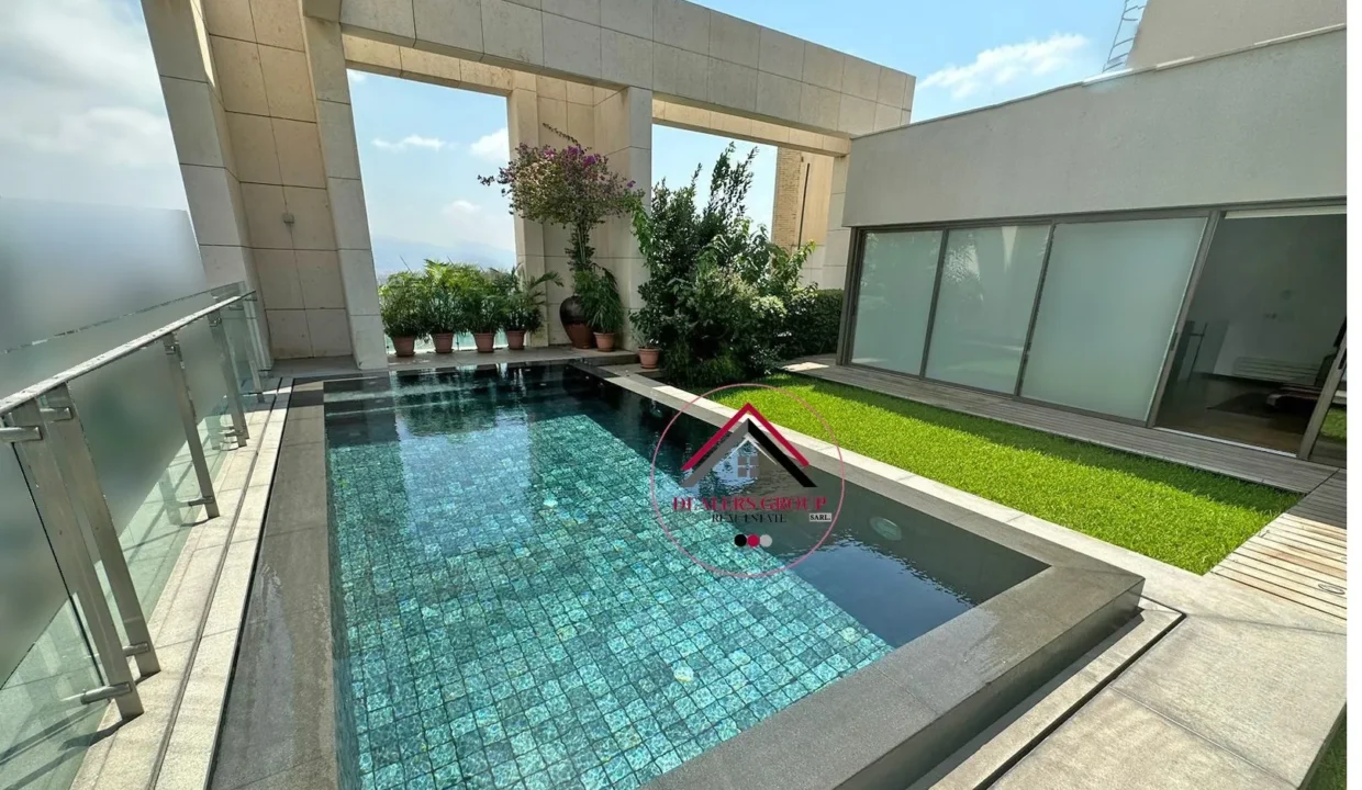 private pool for the penthouse for sale in achrafieh