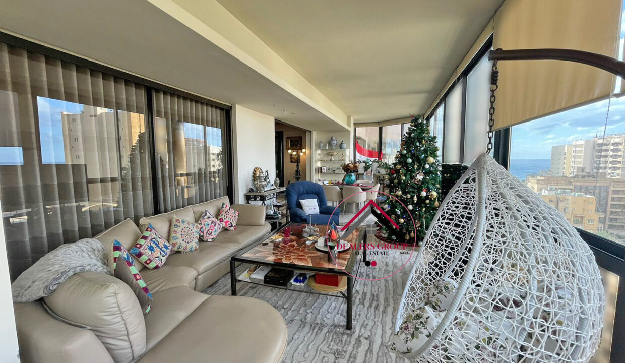 High Floor apartment for sale in Ras Beitut with part Sea View